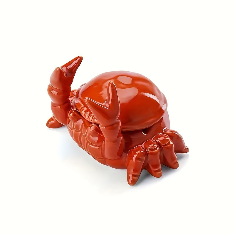 [Ceramic Crab Ashtray] Ceramic Ashtray, Unique Irregular Crab-Shaped with Lid - Fly-Resistant | Whimsical Ashtray for Home and Office Decor, Smoke Accessory