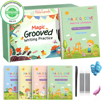 Magic Handwriting Copybook - 4-Book Reusable Practice Set with Disappearing Ink (Ages 3-8)