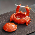 [Ceramic Crab Ashtray] Ceramic Ashtray, Unique Irregular Crab-Shaped with Lid - Fly-Resistant | Whimsical Ashtray for Home and Office Decor, Smoke Accessory
